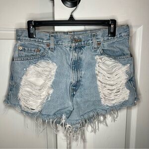 Furst of a kind Upcycled Vtg Cutoff Levis 512 Denim Shorts Womens Sz 12 - 30”